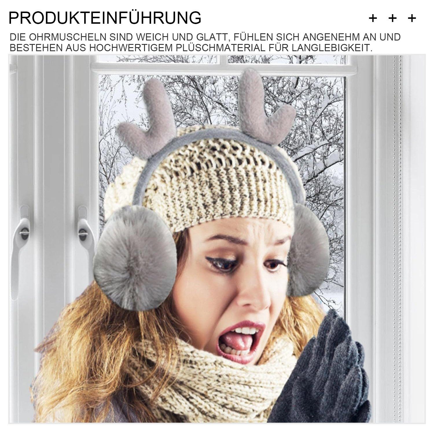 TOPMELON Ohrenwärmer Faltbare warme Winter-Ohrschützer mit Geweih