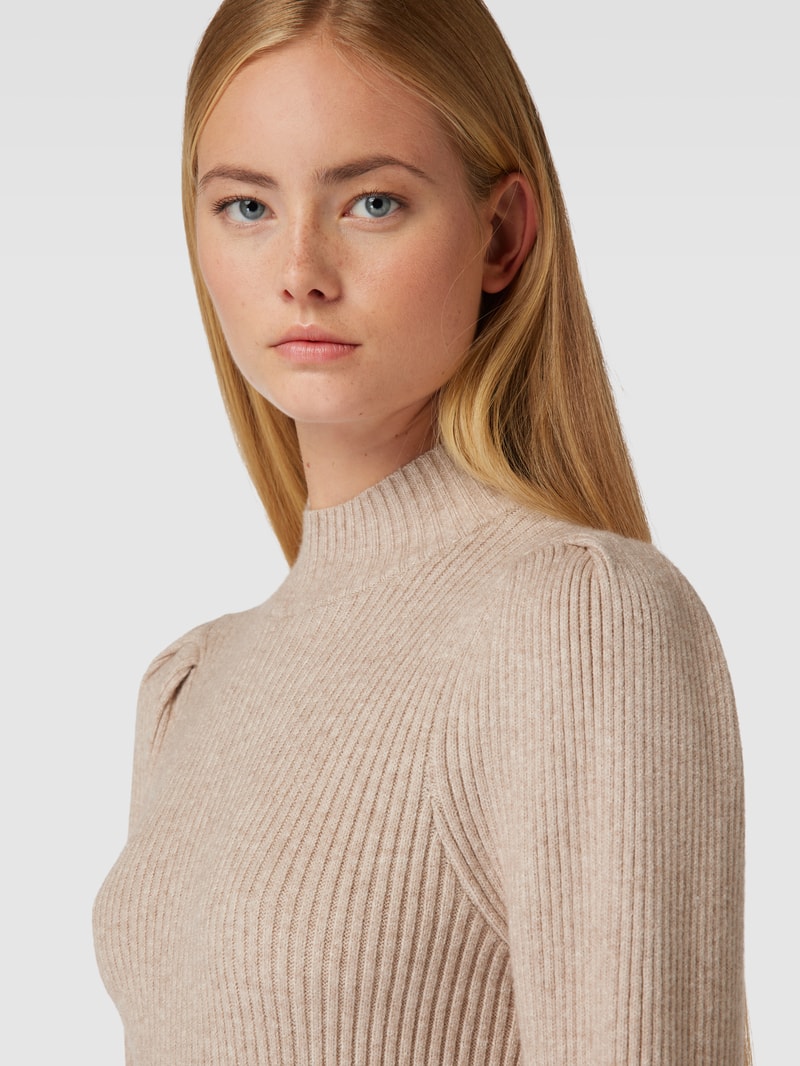 Strickkleid mit Stehkragen Modell 'KATIA' in beige