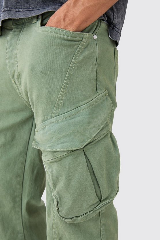Lockere Cargo-Schlagjeans mit Rissen