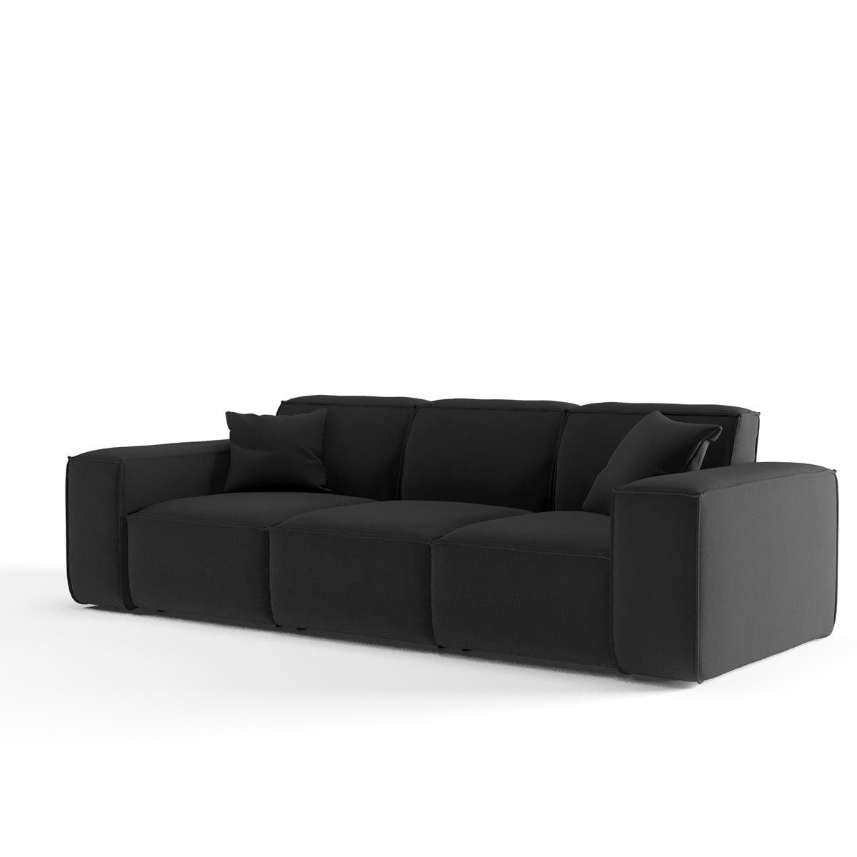 Beautysofa Sofa Lugano, 3-Sitzer Sofa aus Cordstoff oder Veloursstoff, Dreisitzer im modernes Stil, inklusive Wellenfedern