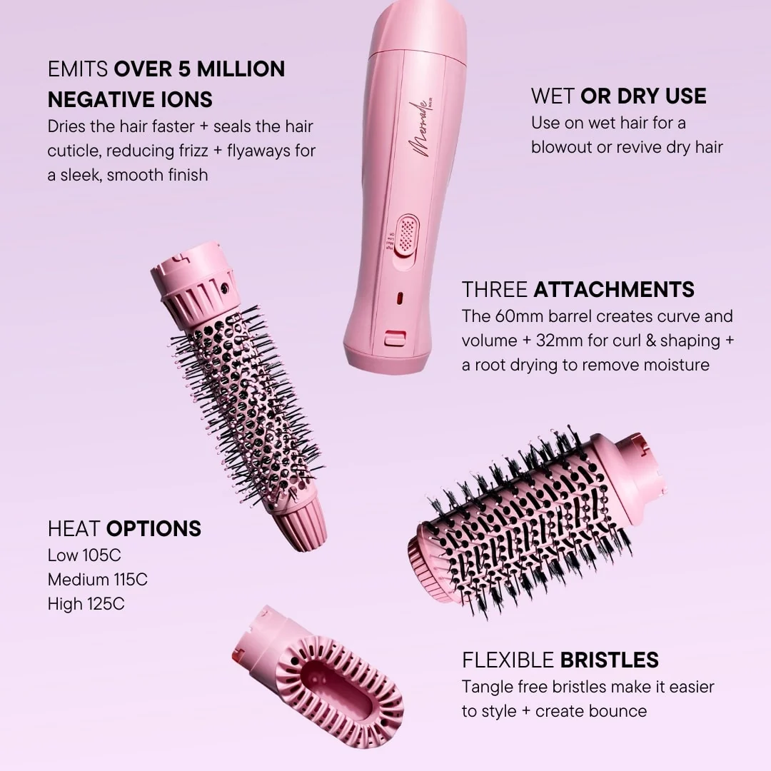 Escova de cabelo elétrica com peças intercambiáveis