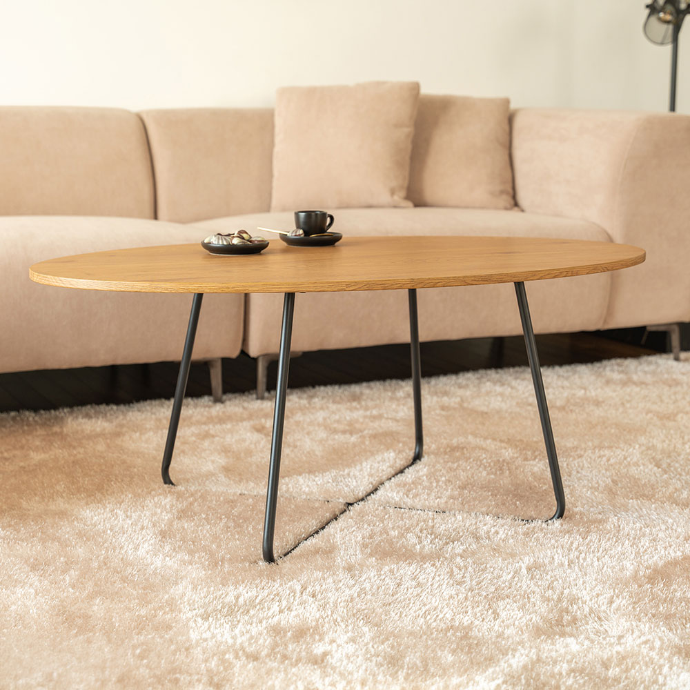 Home Deluxe HOME DELUXE Couchtisch Oval NOVARIS -  Fishbone Oak