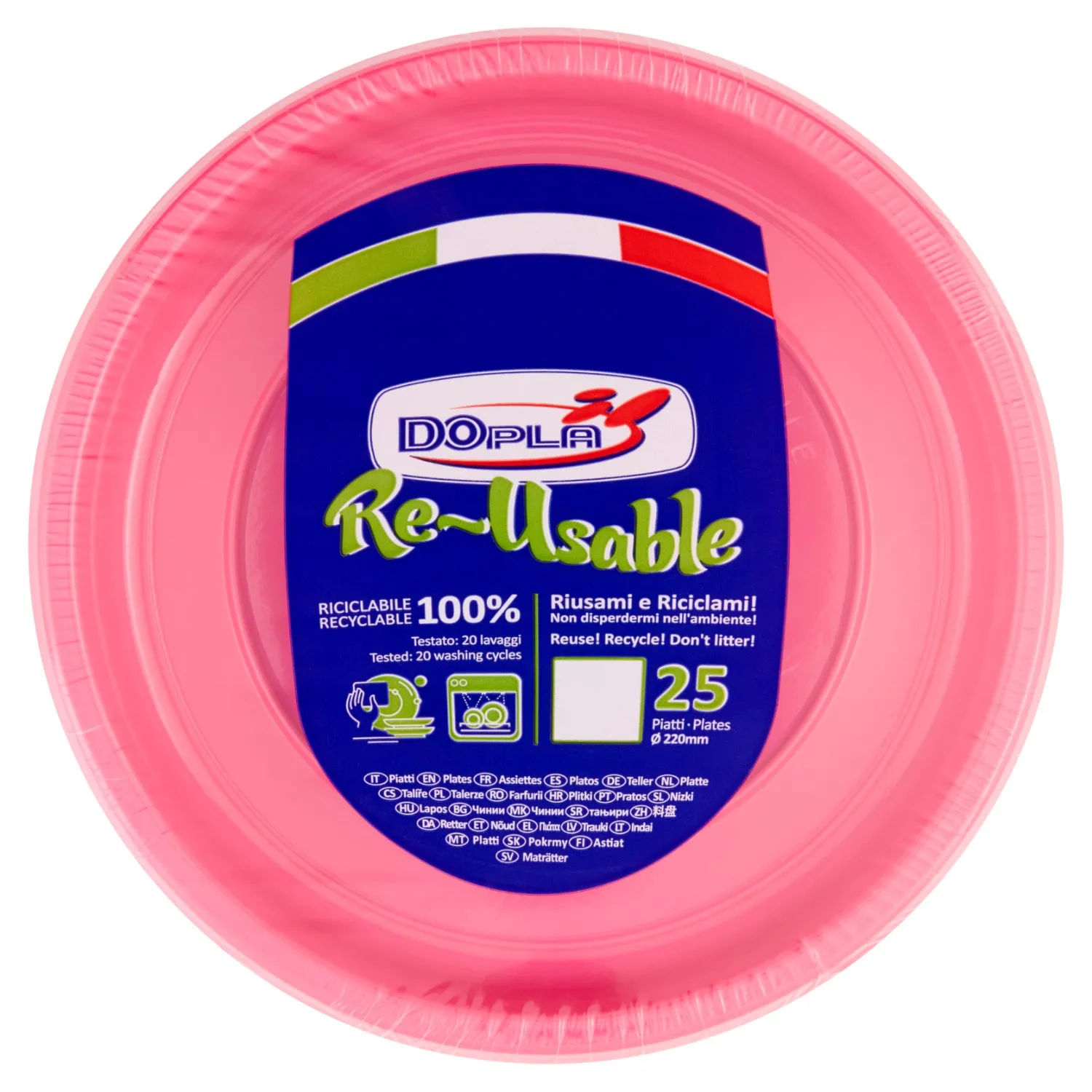 Platos llanos fucsia reutilizables P25