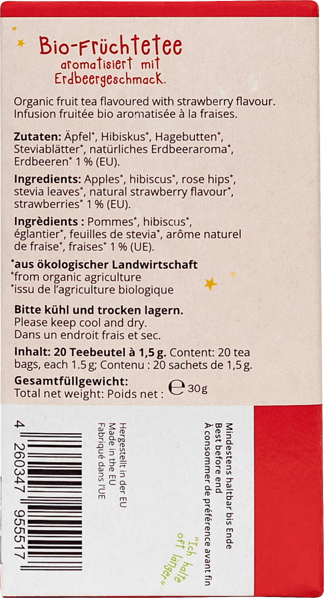 Kindertee Erdbeerzauber (20 Beutel), 30 g