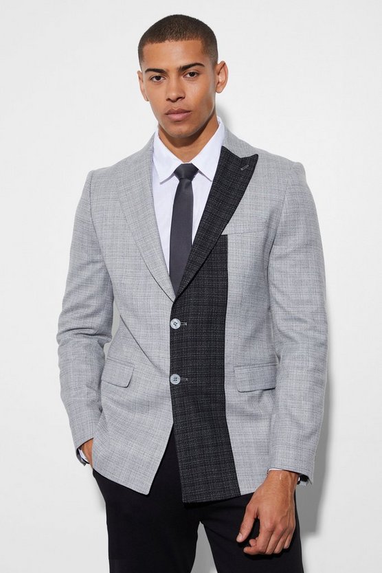 Einreihiger Slim-Fit Blazer mit Kontrast-Revers