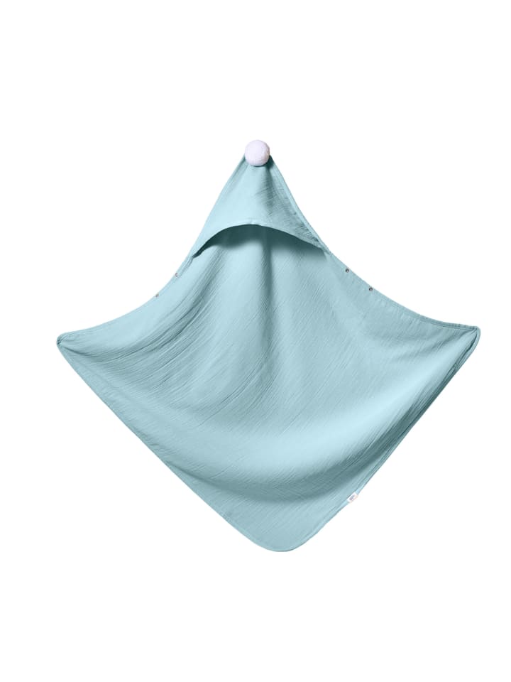 Mababu Kapuzenhandtuch Baby, 4 Lagen Musselin, Bio-Baumwolle in sea green günstig kaufen 75x75 cm