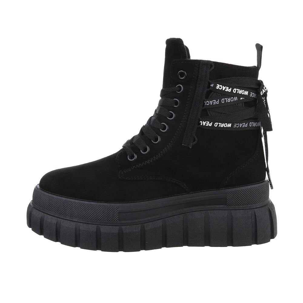Ital-Design Damen Schnürschuhe Freizeit Schnürstiefelette