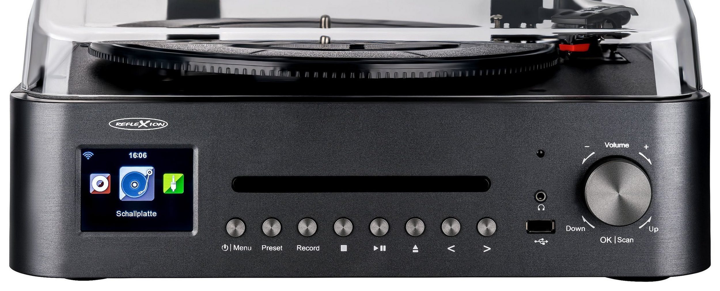 Reflexion HIF2078INT Plattenspieler mit Lautsprecher Multifunktionsspieler (Plattenspieler mit Internetradio, UKW/DAB+, Bluetooth, MP3/CD, AUX-IN)
