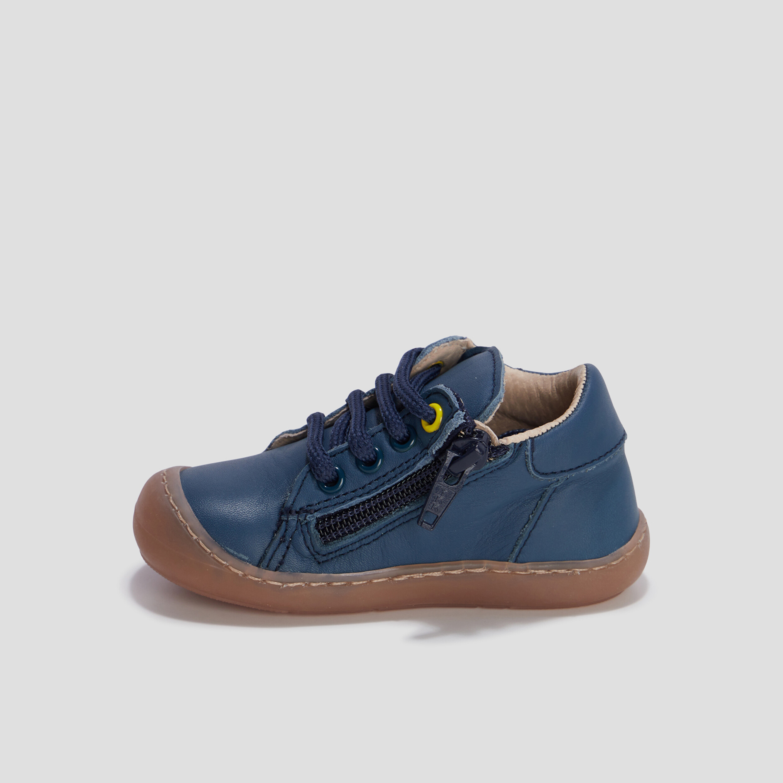 Bottillons zippés en cuir bleu bébé garçon | La Halle