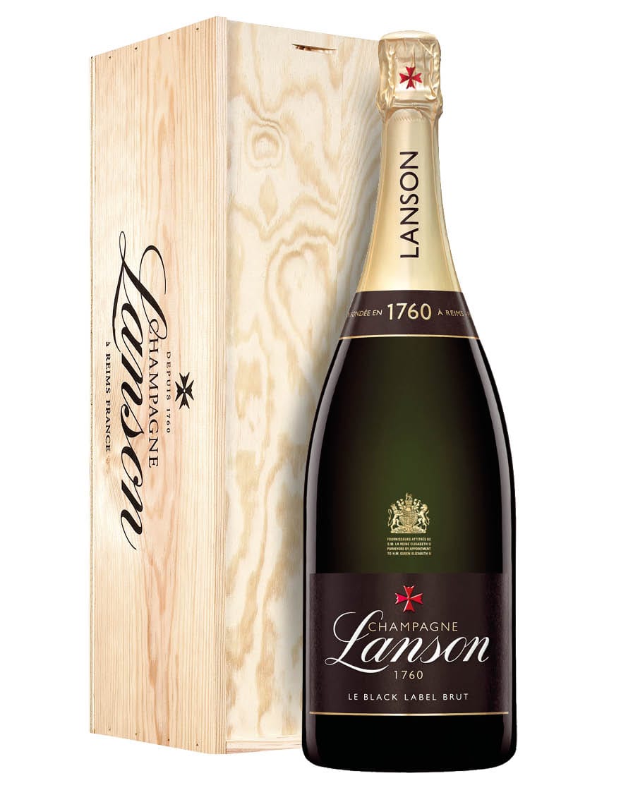 Champagne AOC Brut Black Label Lanson Magnum 1,5 ℓ, Caisse bois