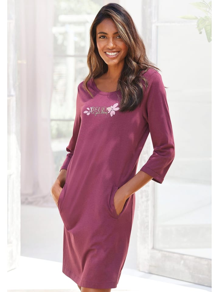LASCANA Sleepshirt in bordeaux-violett günstig kaufen 32/34
