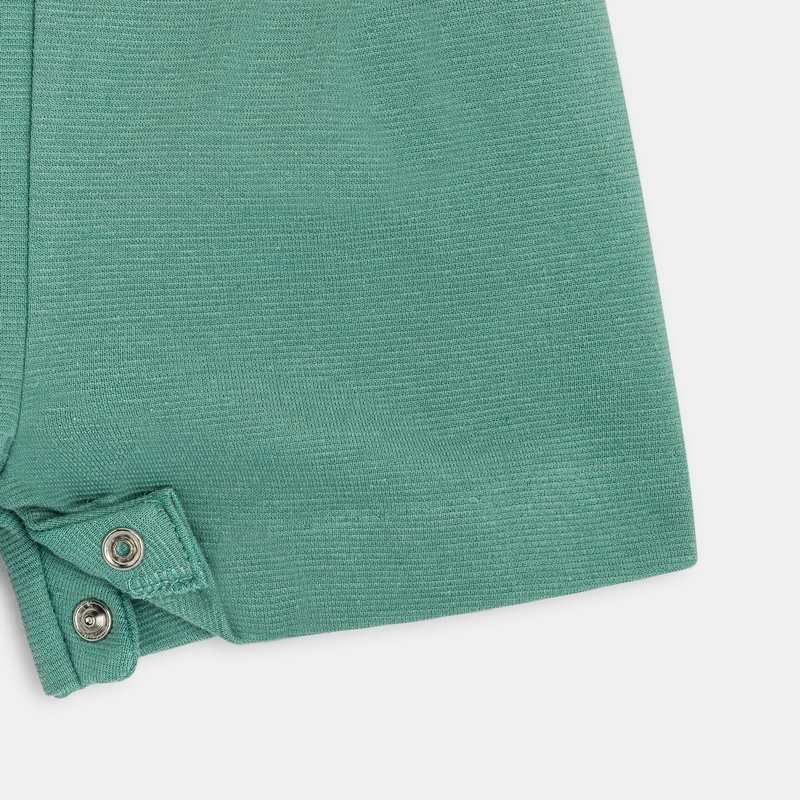 Combinaison courte fantaisie avec ceinture fleurie vert bébé fille