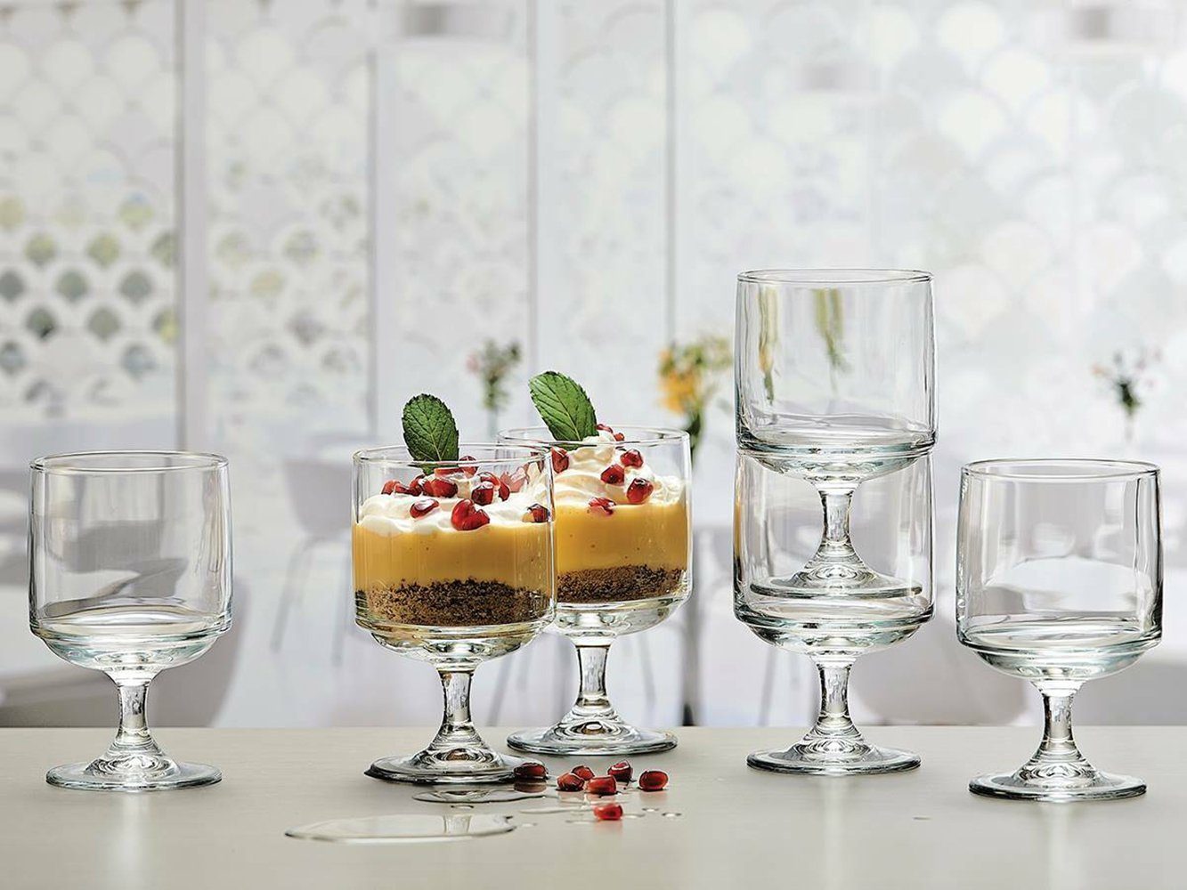 Pasabahce Gläser-Set 44044, Glas, 3er Dessert-Becher aus Glas