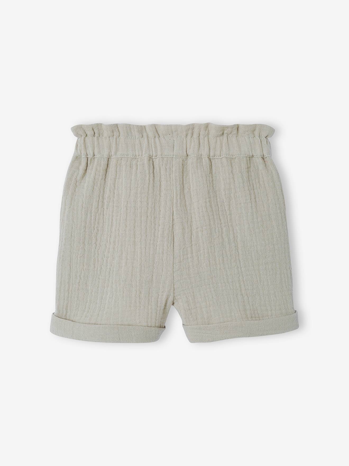 Vertbaudet Baby Shorts, Musselin - graugrün