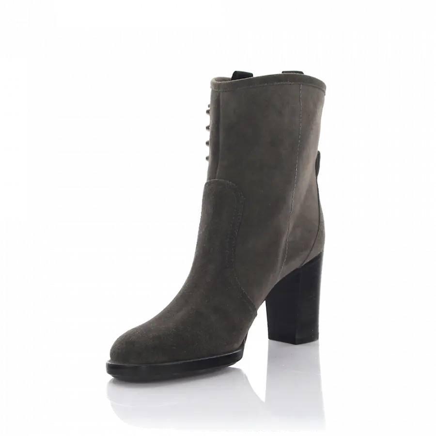 Rossano Bisconti - Stiefeletten Veloursleder Metallverzierung Nieten grau - grau
