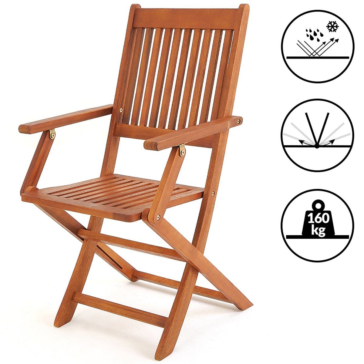 Casaria Balkonset, (3-tlg), Akazie Holz Wetterfest Klappbar 65x45x87cm FSC Hängetisch Klappstühle