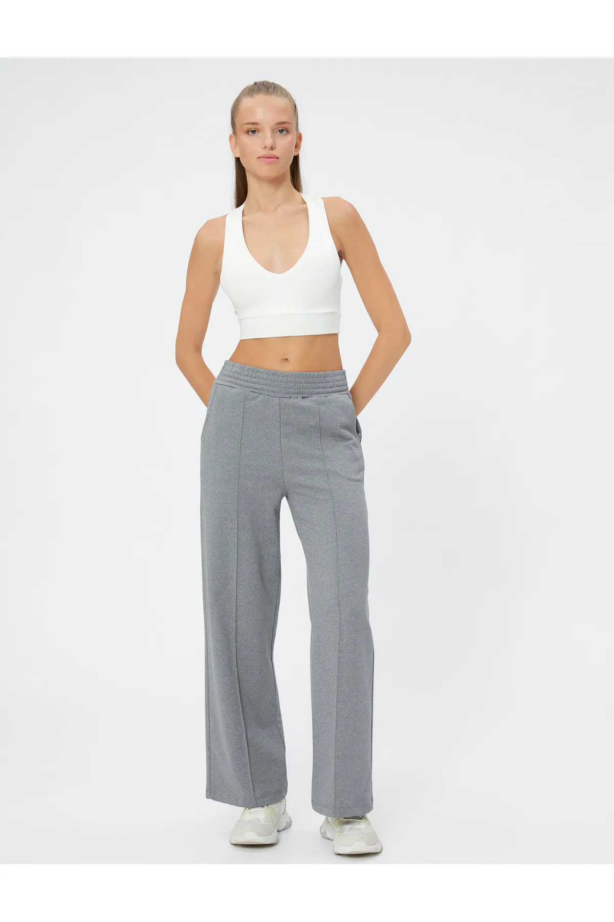 Koton  Jogginghose mit weitem Bein, hoher Taille und gerippter Tasche