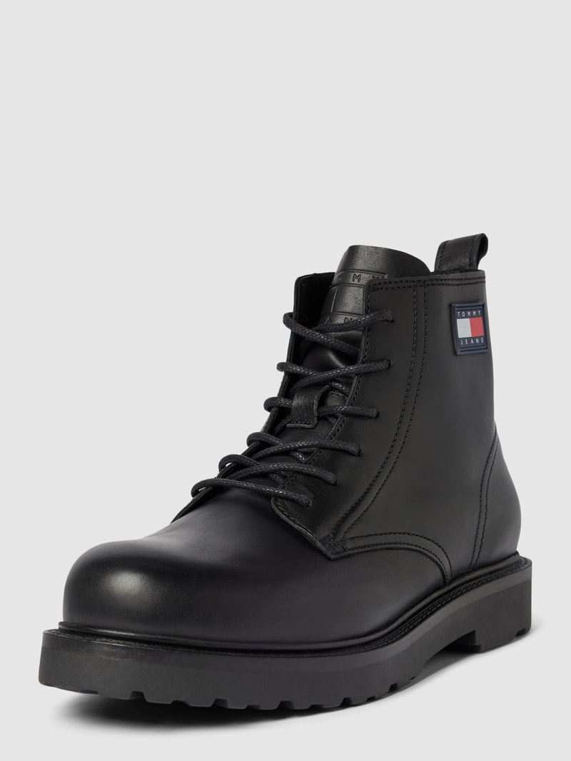 Boots aus Leder mit Label-Details in schwarz