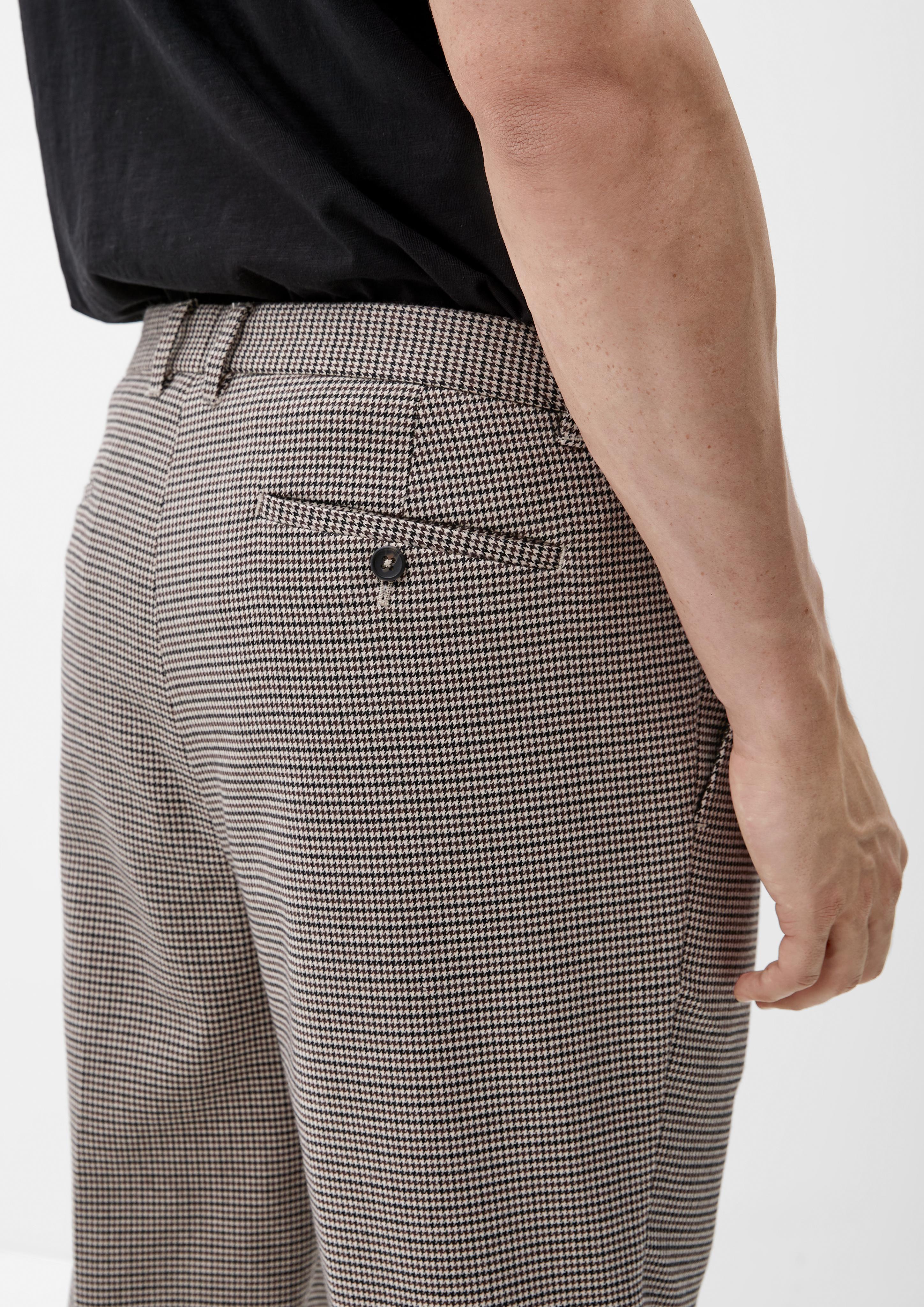 Slim: Gemusterte Bundfaltenhose  2120621-82N3