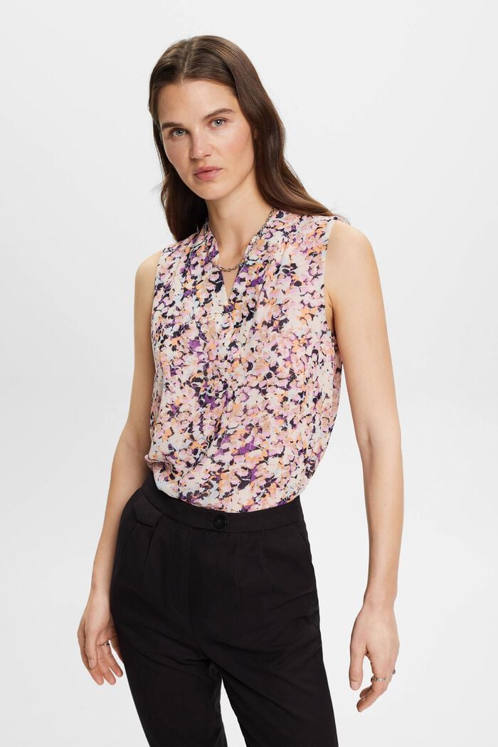 Florales Top aus Crêpe-Chiffon