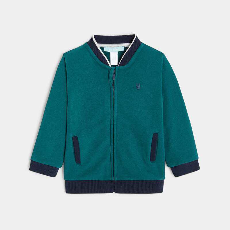 Teddy zippé en molleton doux vert bébé garçon