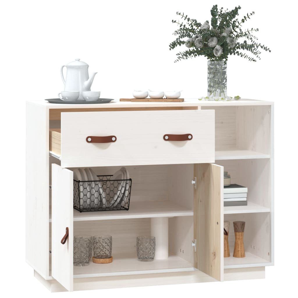 vidaXL Anrichte Sideboard Weiß 98,5x40x75 cm Massivholz Kiefer