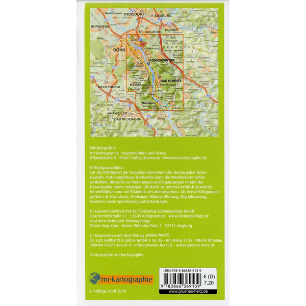Wanderkarte Naturpark Siebengebirge 1:25.000 - Wanderkarte