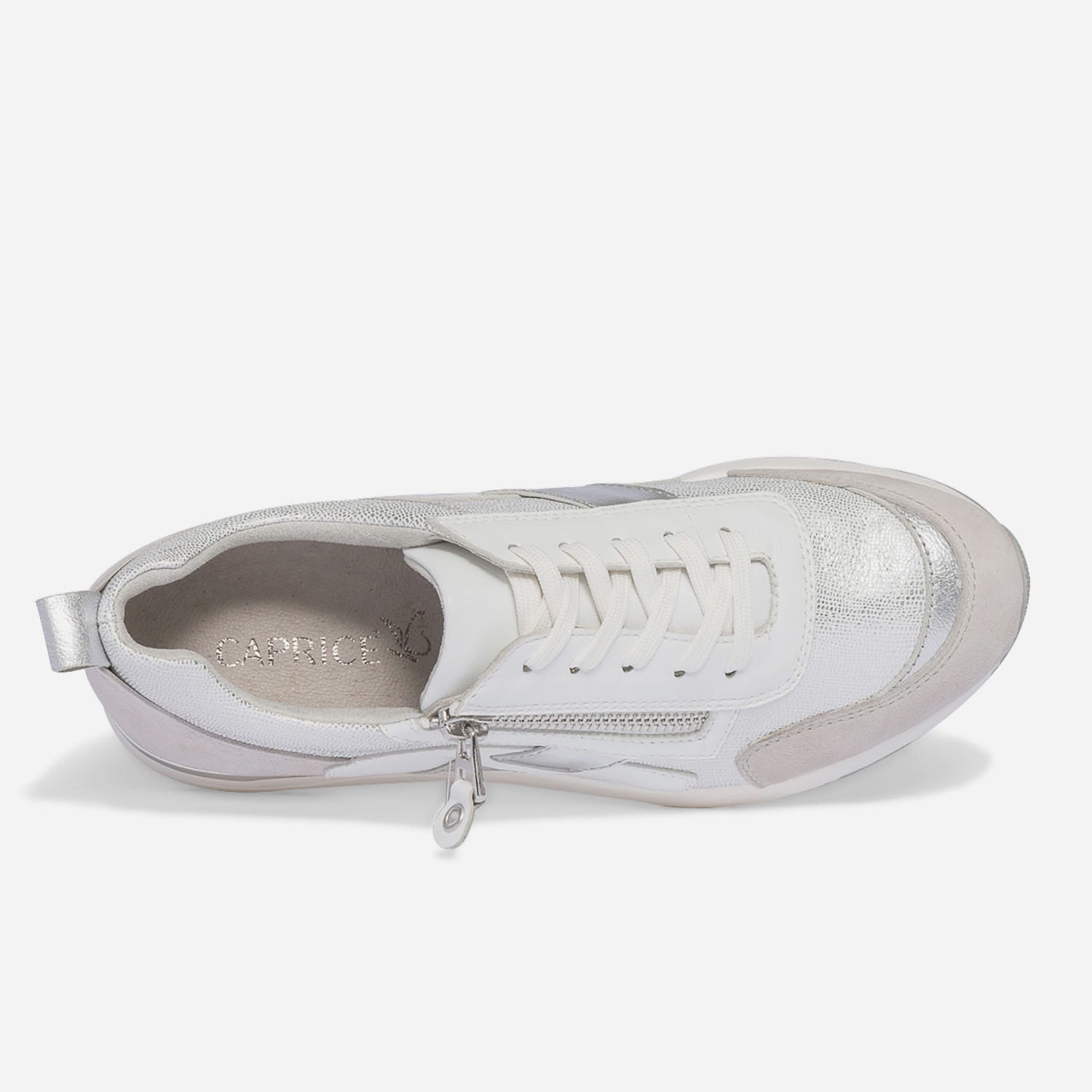 Tennis CAPRICE blanche, grise et argent