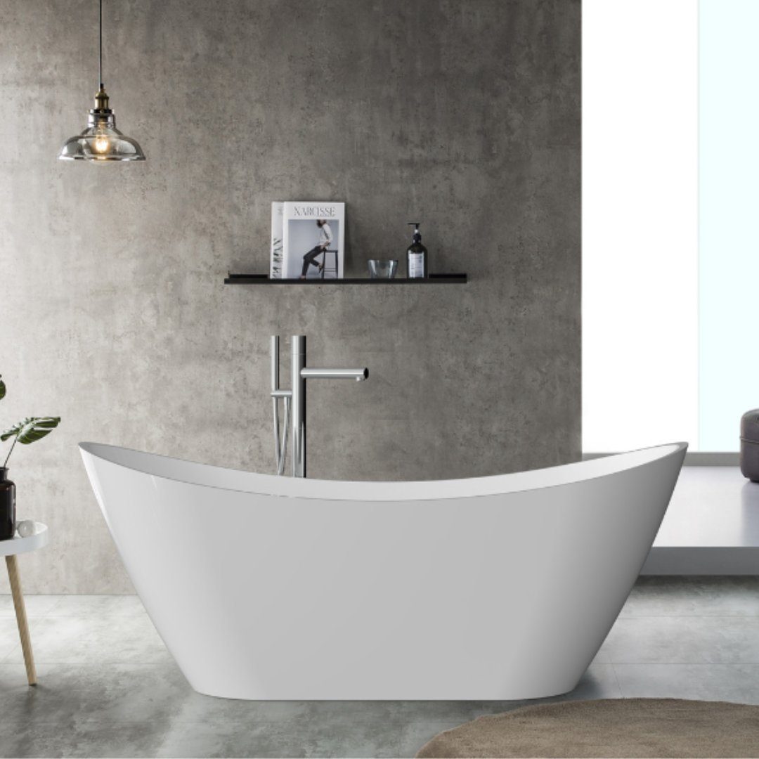 Goom Badewanne EDA, Acryl Weiß Glänzend mit Ablaufgarnitur, 150cm/170 cm