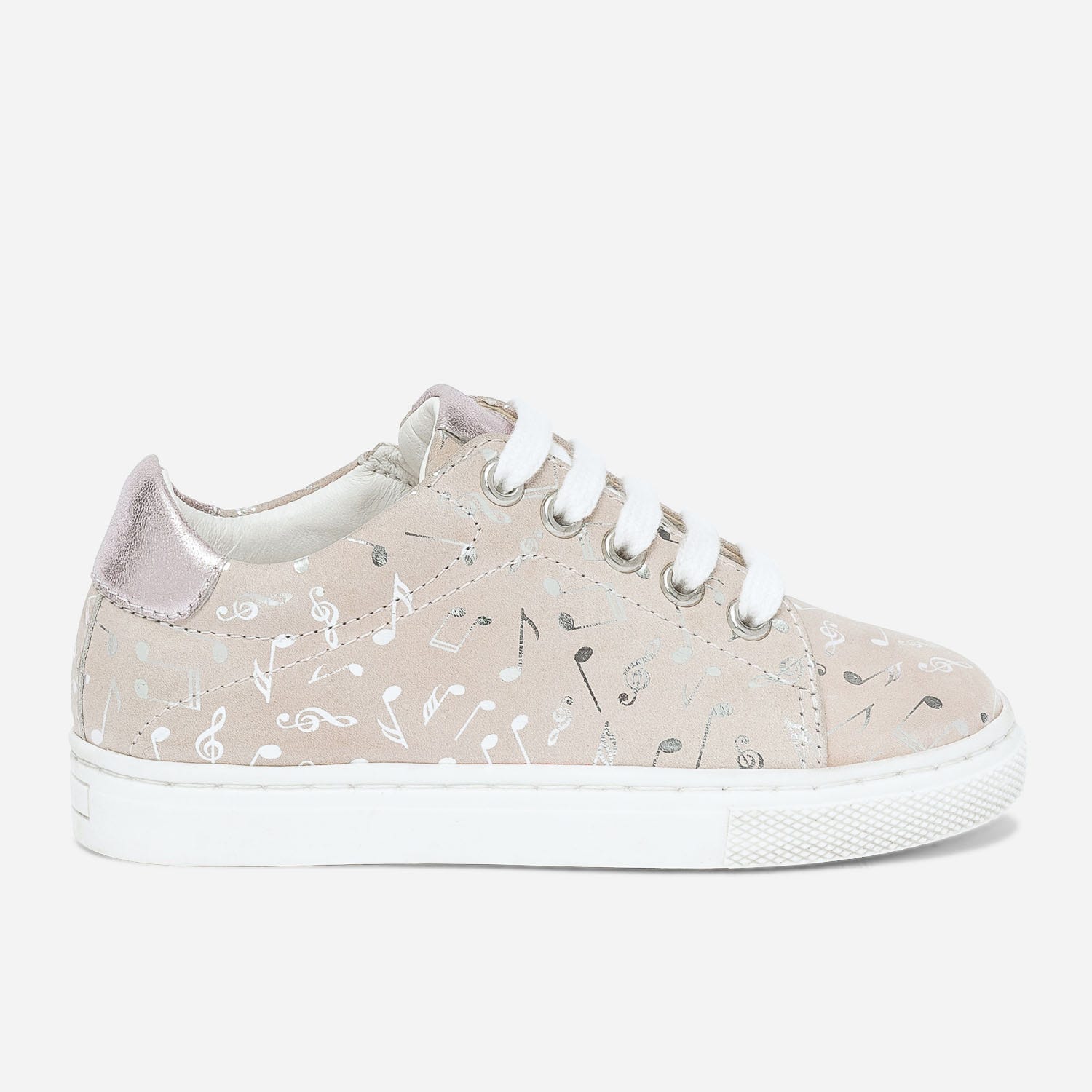 Tennis BUGGY beige en cuir avec notes de musique argentées