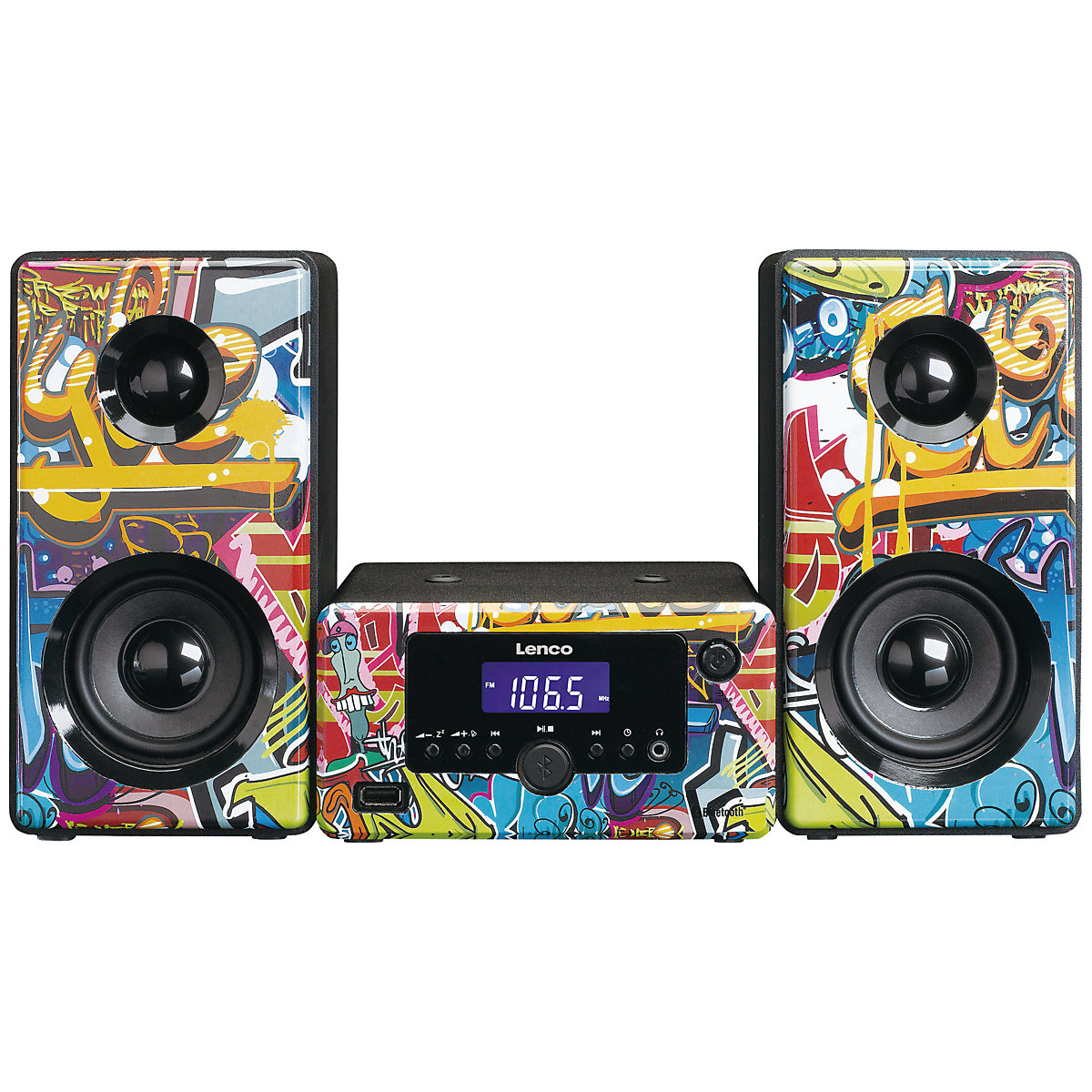 MC-020 Tags Grafitti Design - Micro-Hifi-Anlage mit Radio, Bluetooth und USB-Anschluß