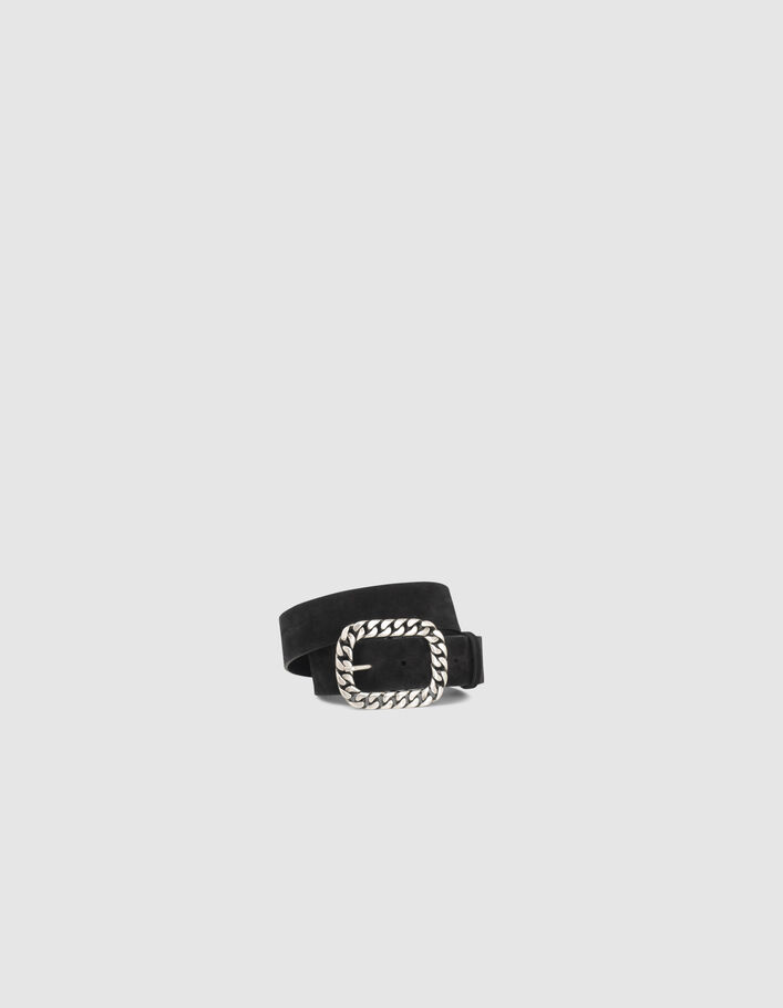 Ceinture noire cuir velours boucle façon gourmette femme