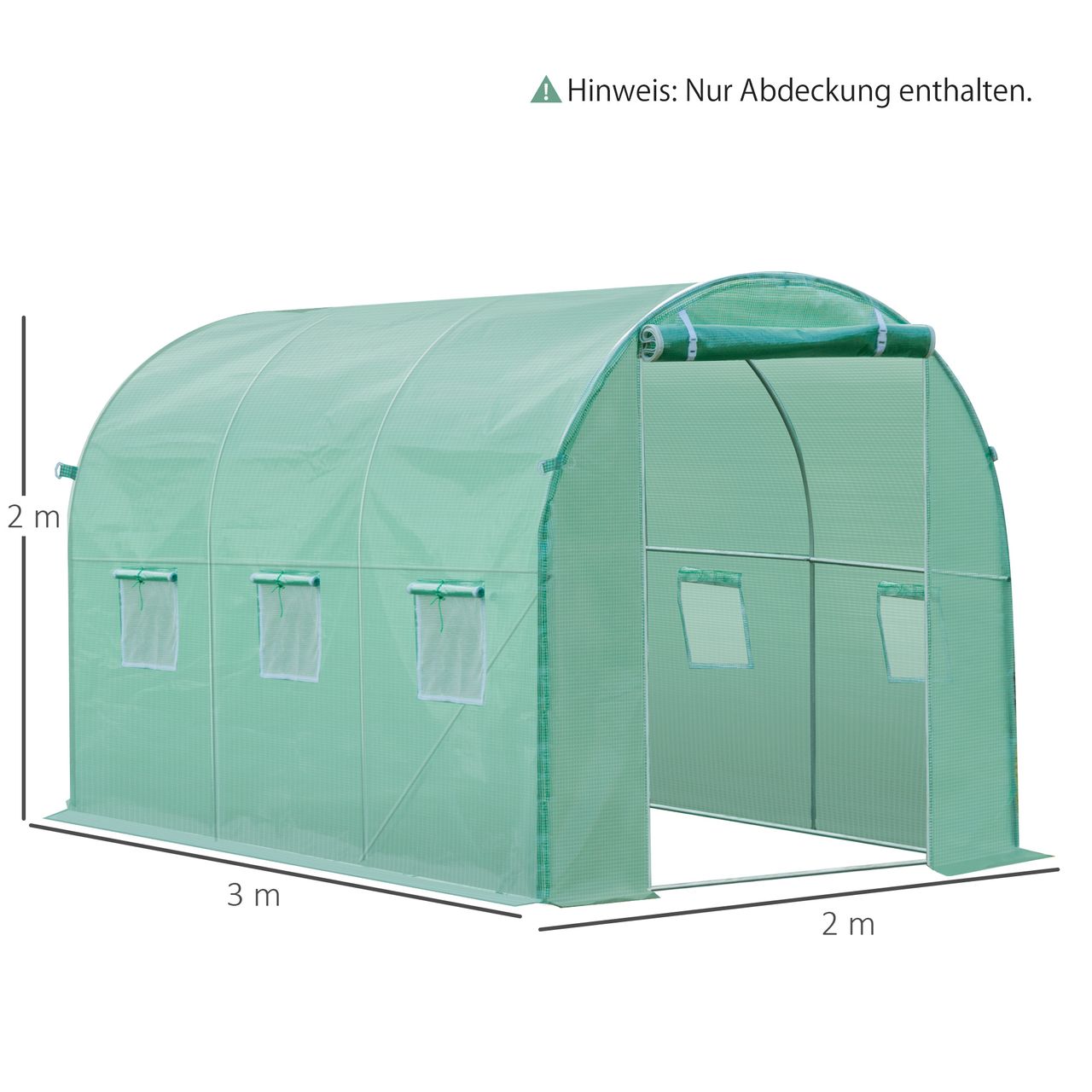 Outsunny Polyethylenfolie 3x2x2m Ersatzfolie mit 6 Fenster für Folientunnel