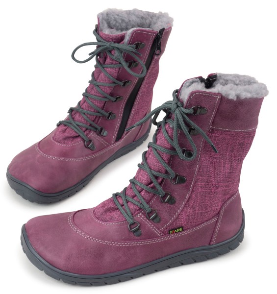 Fare Bare |vA ~ Schnürstiefel Leder Winter + Tex ~ Beere