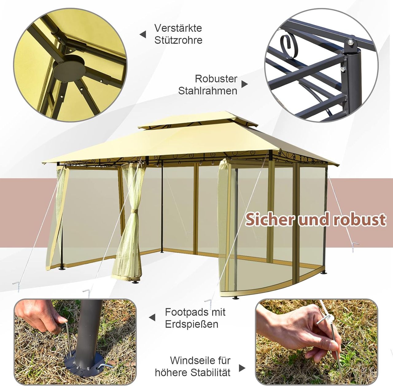 Costway COSTWAY Pavillon Metall 3x4m