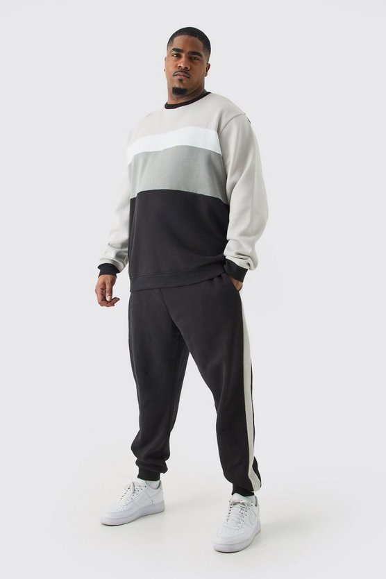 Plus Colorblock Sweatshirt-Trainingsanzug