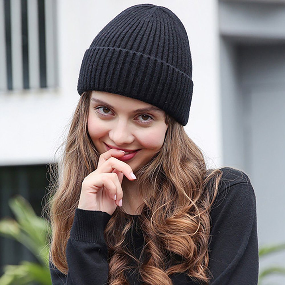 CAMILA Beanie Strickmütze aus Kerngarn für Herren und Damen, Herbst und Winter