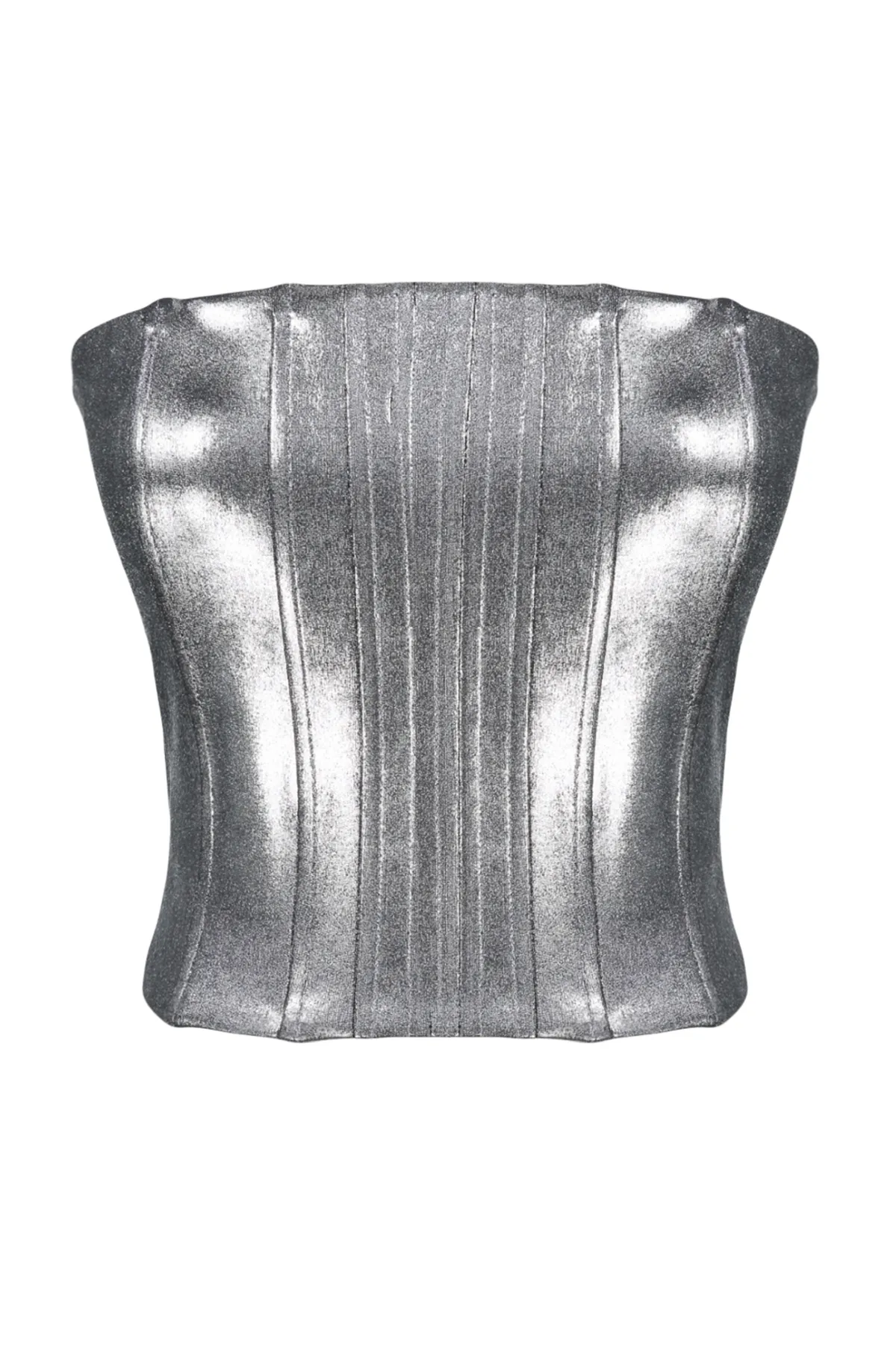 Trendyol Collection  Graues Bustier im Metallic-Look TPRAW24BS00000