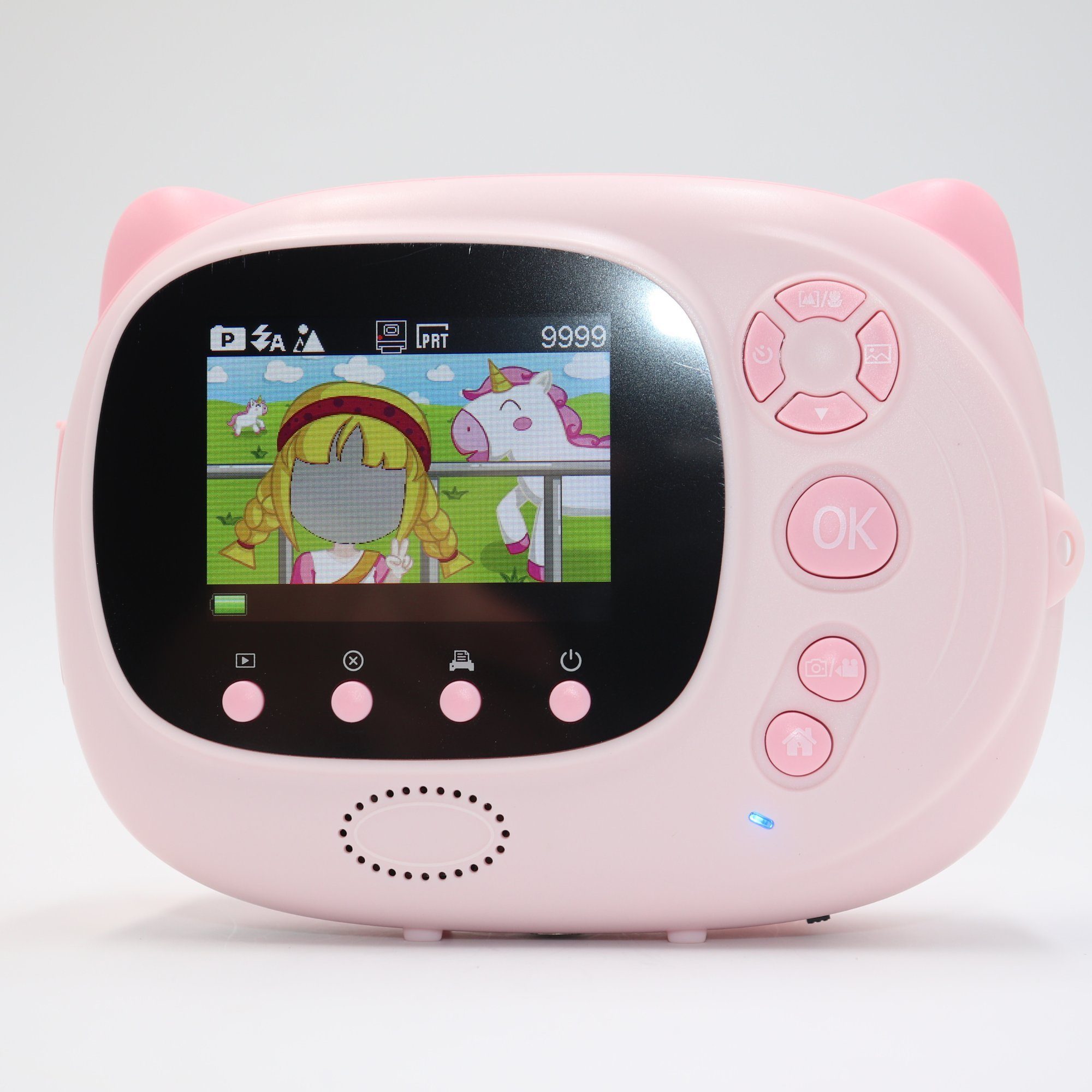 Fine Life Pro Kreative Kinderkamera Sofortbildkamera (24 MP, inkl. 12 farbigen Pinselstiften + 3 Rollen Druckpapier + Aufkleber, Videoaufnahmen mit Ton in Full HD, WIFI, automatische Blitzzuschaltung)