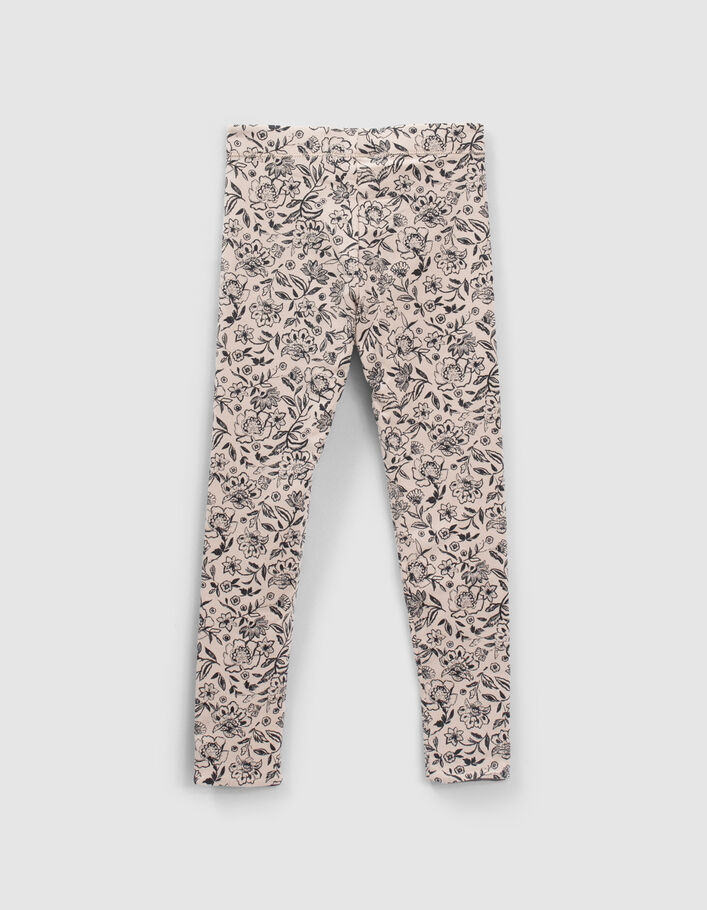 Leggings réversible imprimé fleurs et gris fille