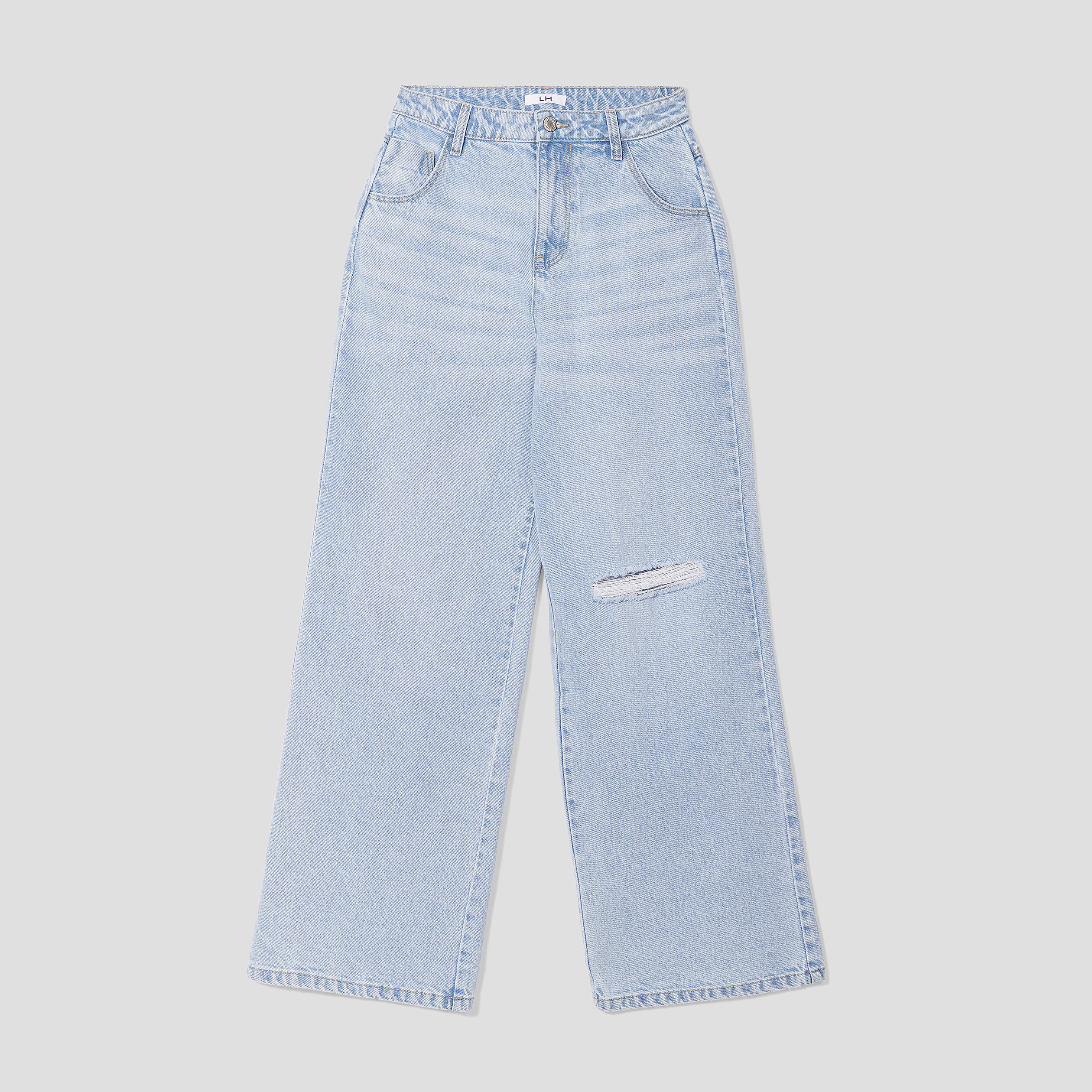 Jeans wide leg taille haute denim double stone femme | La Halle