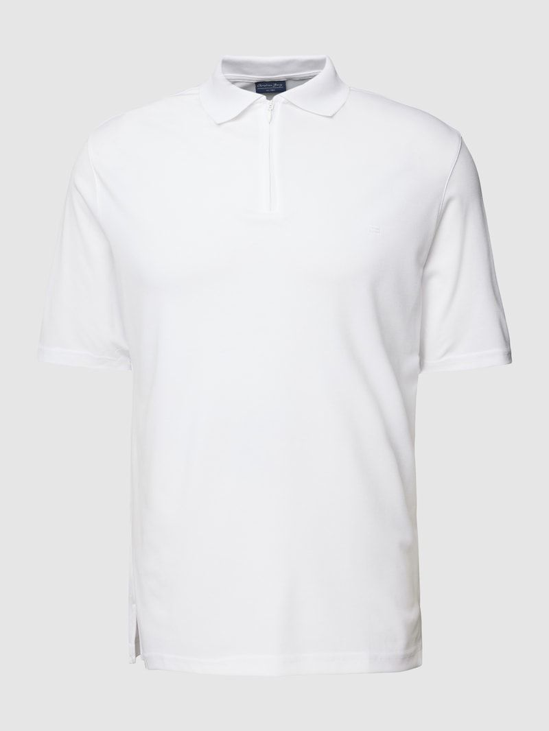 Poloshirt mit Reißverschluss in weiß