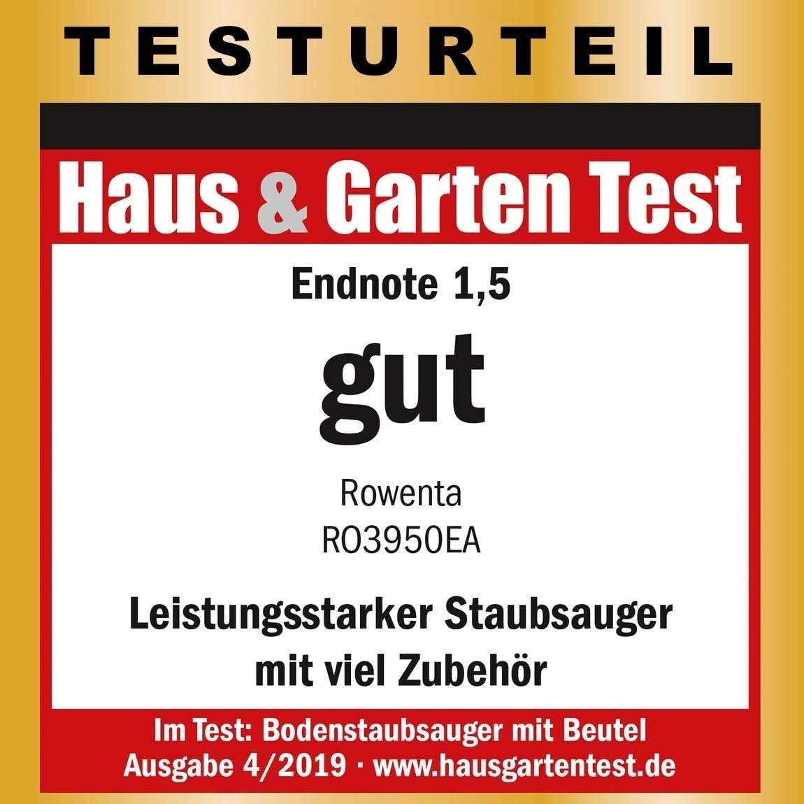 Rowenta Bodenstaubsauger RO3950 + 4er Pack ZR200520, 2000W, extrem leise, Hygienefilter, mit Beutel, High Filtration Staubsaugerbeutel für Dauerhaft hohe Saugleistung