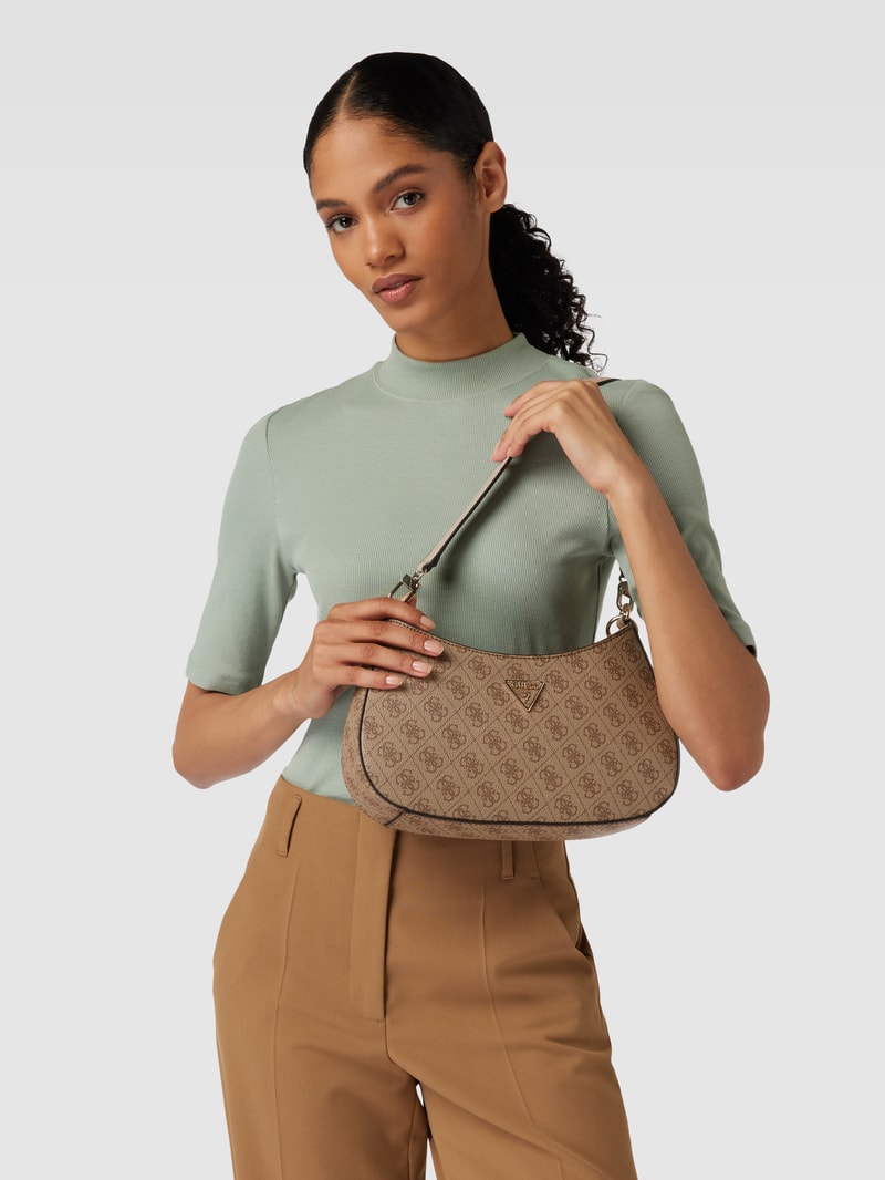Shoulder Bag mit Allover-Logo Modell 'NOELLE' in beige