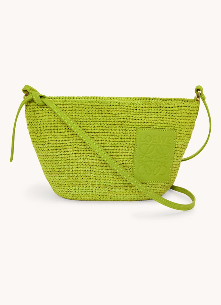 LOEWE Slit raffia crossbody bag with calfskin details