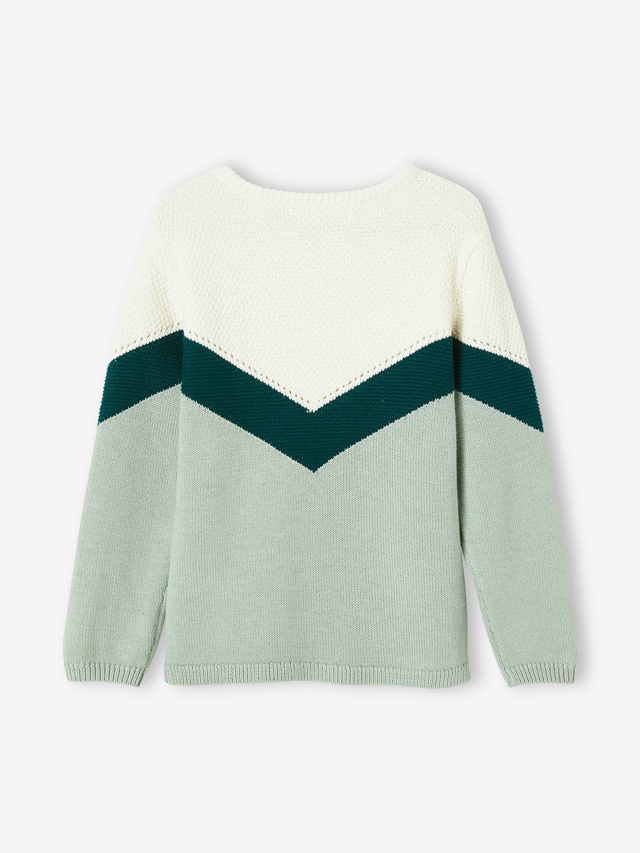 Pull colorblock fille bordeaux