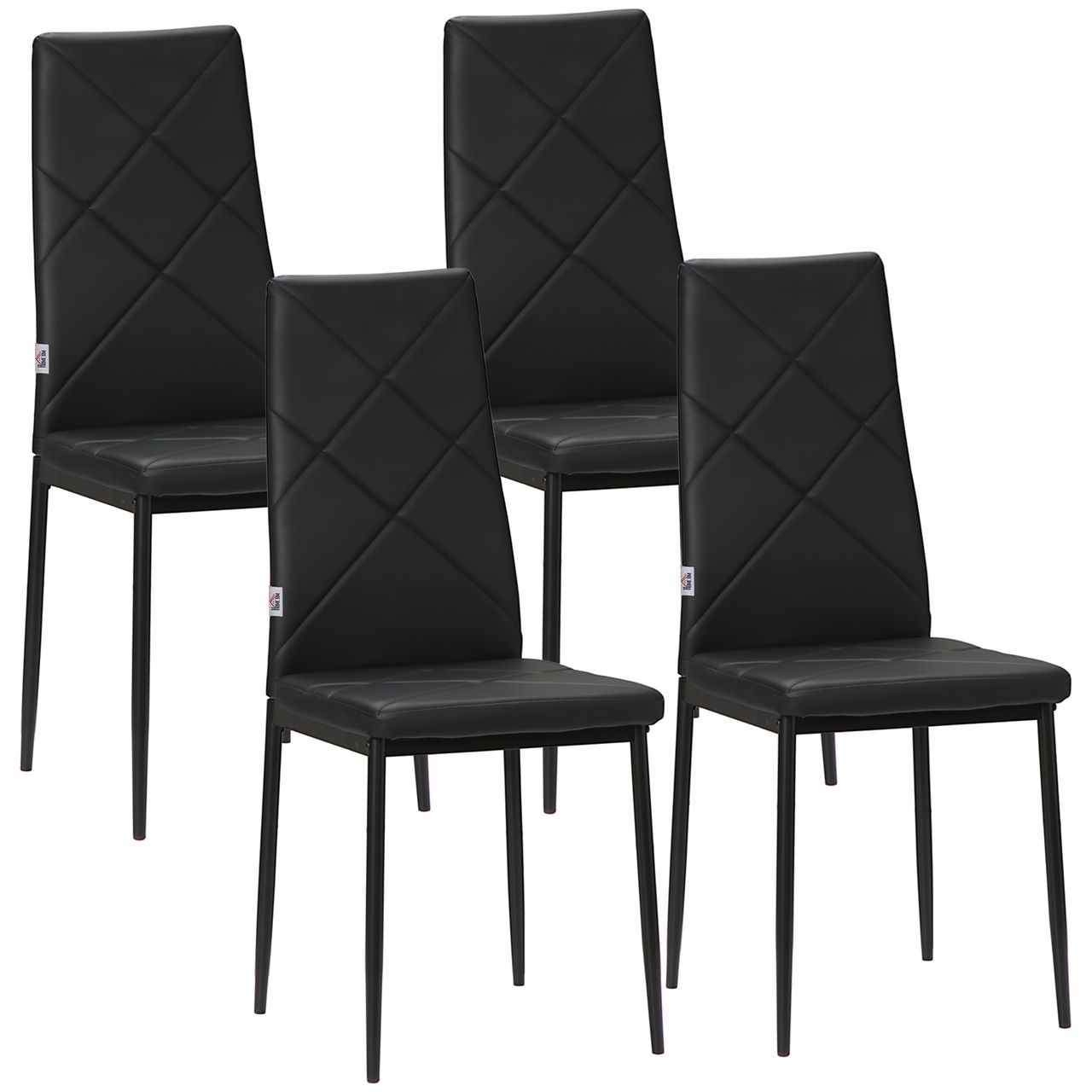 HOMCOM Esszimmerstuhl, 4er-Set Küchenstuhl, Gepolsterte Esszimmerstühle, Schwarz
