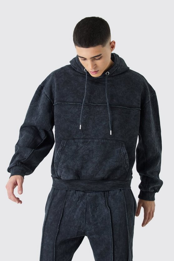 Kastiger Oversize Trainingsanzug mit Naht-Detail und Acid-Waschung