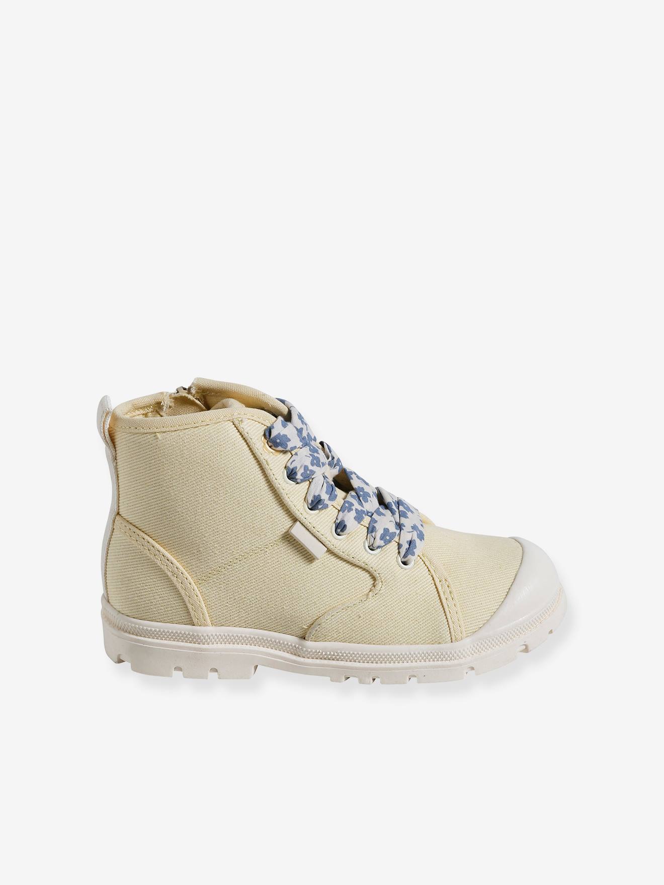 Vertbaudet Mädchen Stoff-Sneakers mit dicker Sohle - hellgelb