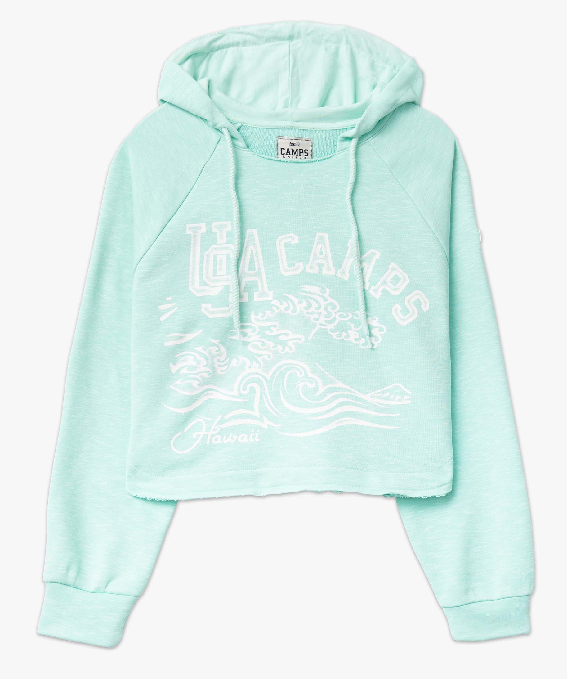 Sweat femme à capuche coupe courte - Camps United vert | GEMO